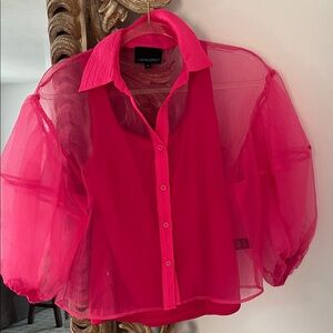 Cynthia Rowley Hot Pink Sheer Blouse